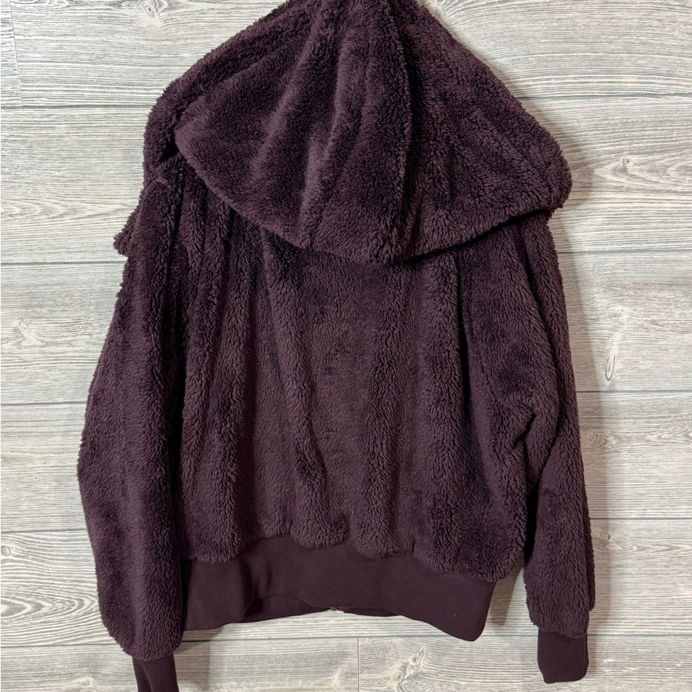 Savvi Amy Sherpa Jacket with Hood, Size Medium, Color Eggplant - Picture 3 of 13